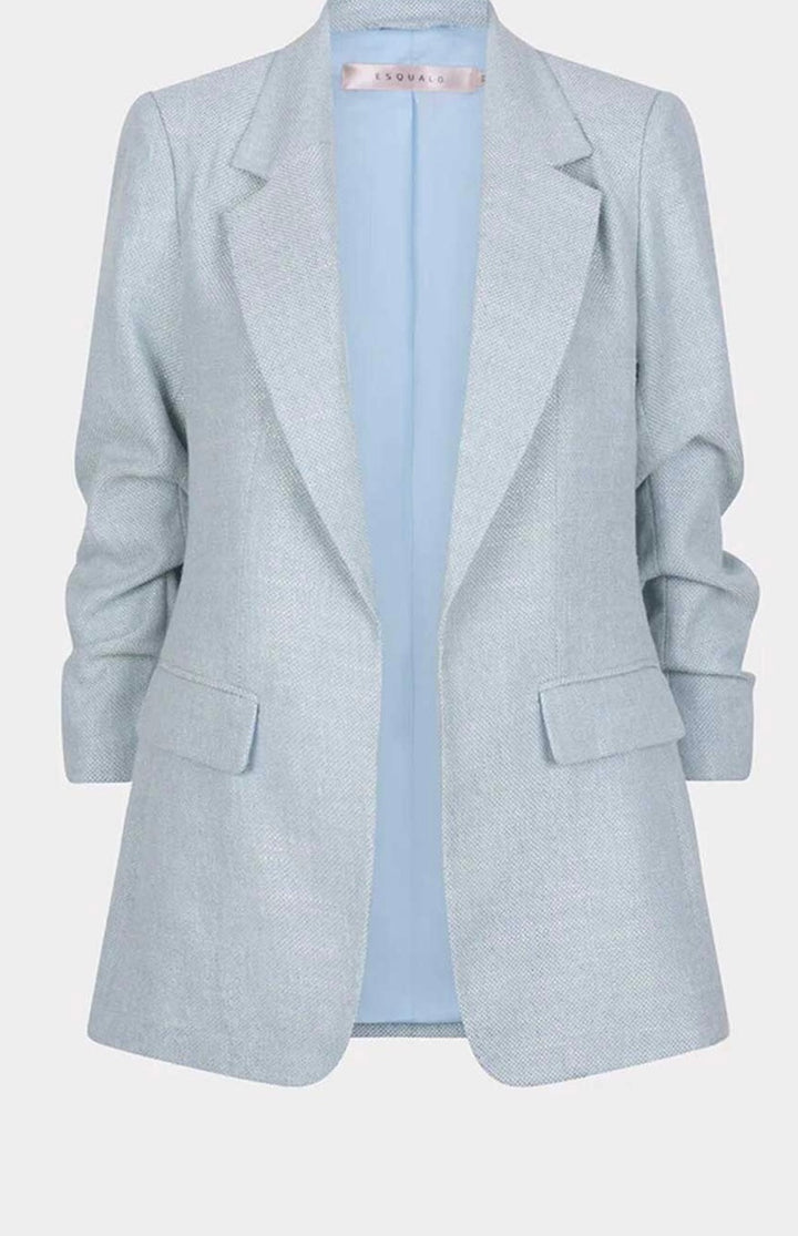 Bibi Ruched Sleeve Blazer Blue