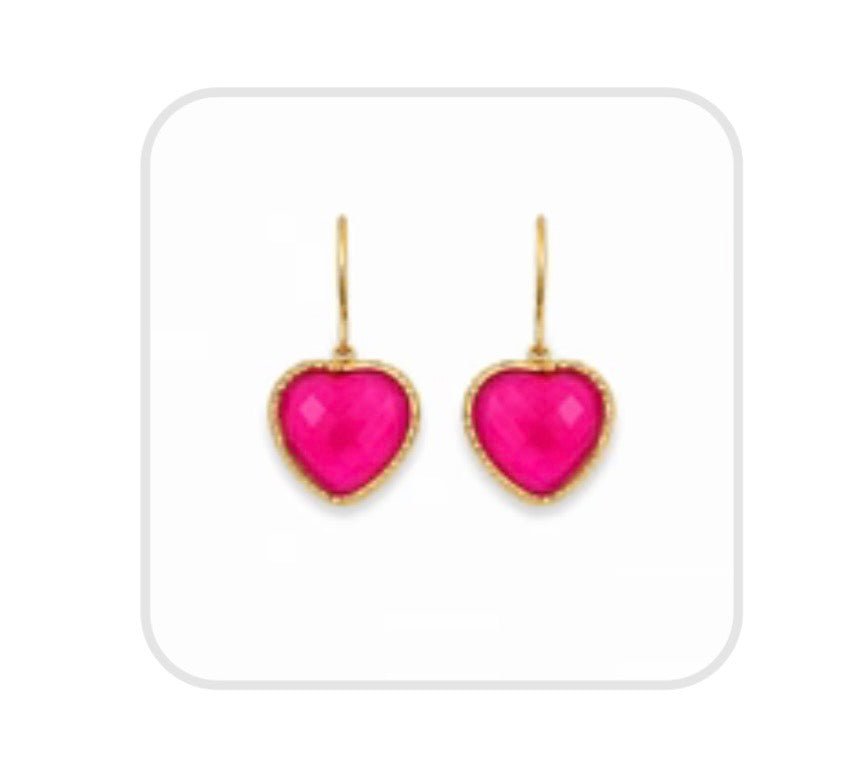 Pink Agate Heart Drop - Orchid Boutique - Orchid Boutique