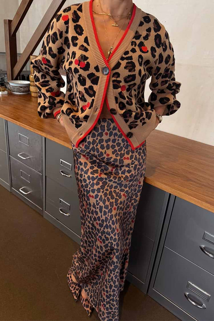 Cherry Leopard Dorris Skirt - Never Fully Dressed - Orchid Boutique