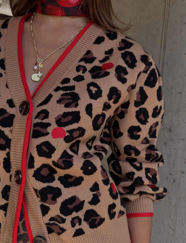 Cherry Leopard Cardigan - Never Fully Dressed - Orchid Boutique