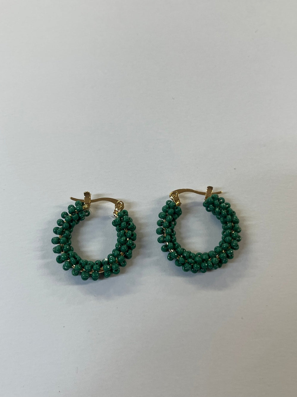 Emerald Beaded Mini Hoop Earring - Orchid Boutique - Orchid Boutique