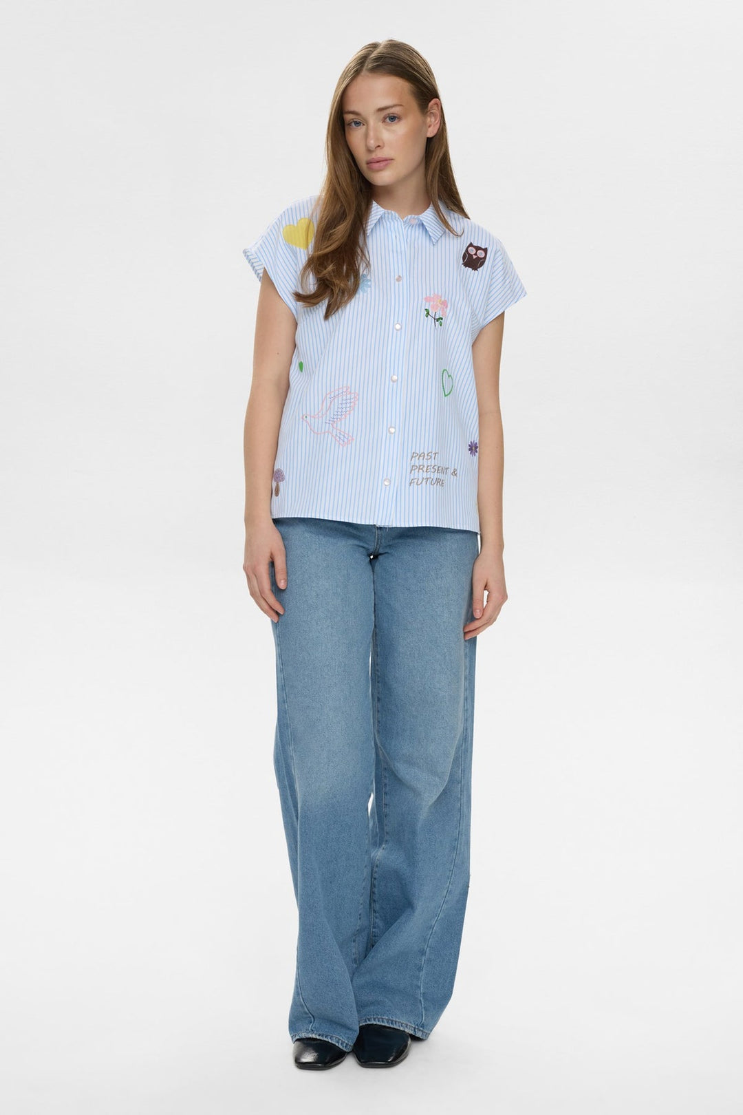 Ashley EMBROIDERY SHIRT - Airy Blue - Numph - Orchid Boutique