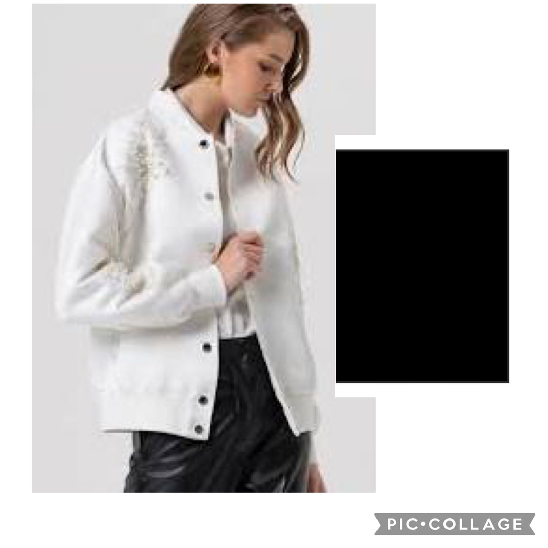 Bobbie Black Embellished Bomber Jacket - Fracomina - Orchid Boutique