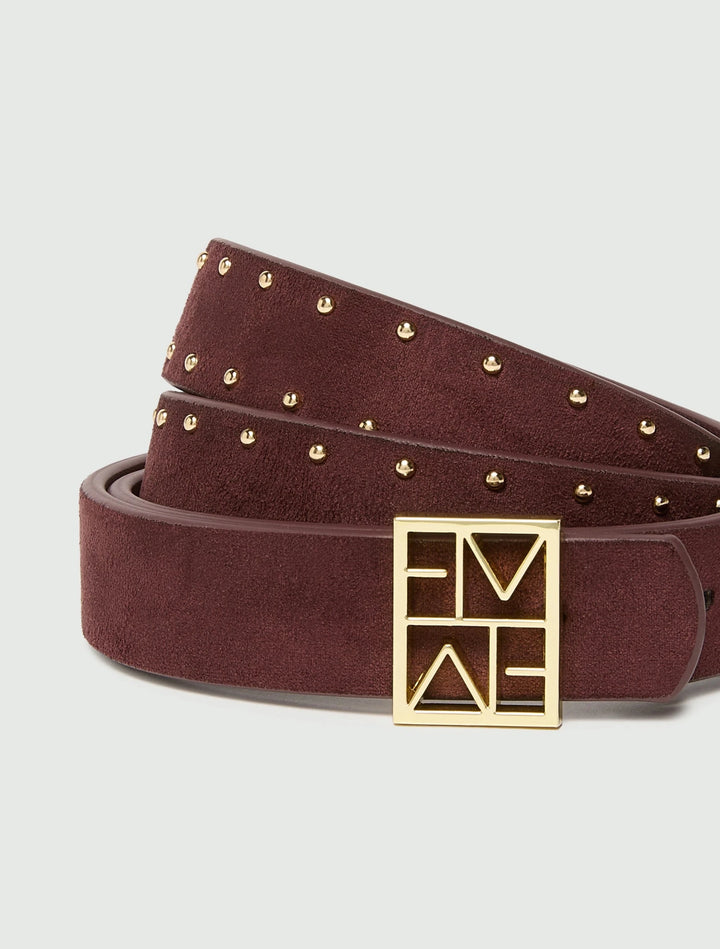 REVERSIBLE BELT WITH GOLD-FINISH EMMEGRAM BUCKLE - BORDEAUX - Emme - Orchid Boutique