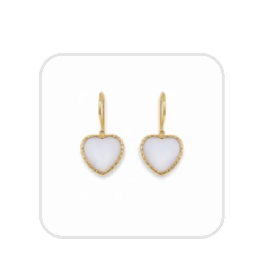 White Agate Heart Drop Earring - Orchid Boutique - Orchid Boutique