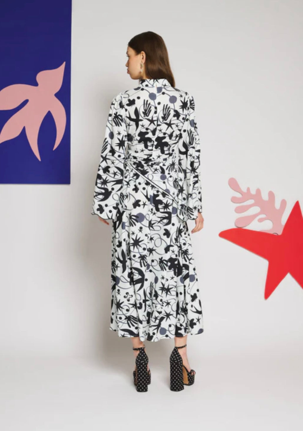 Sketch Print Midi Dress