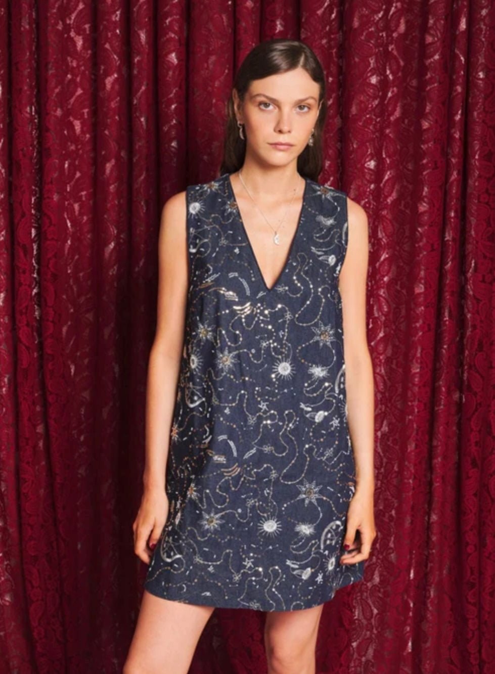 Zodiac Denim Mini Dress - Sister Jane - Orchid Boutique