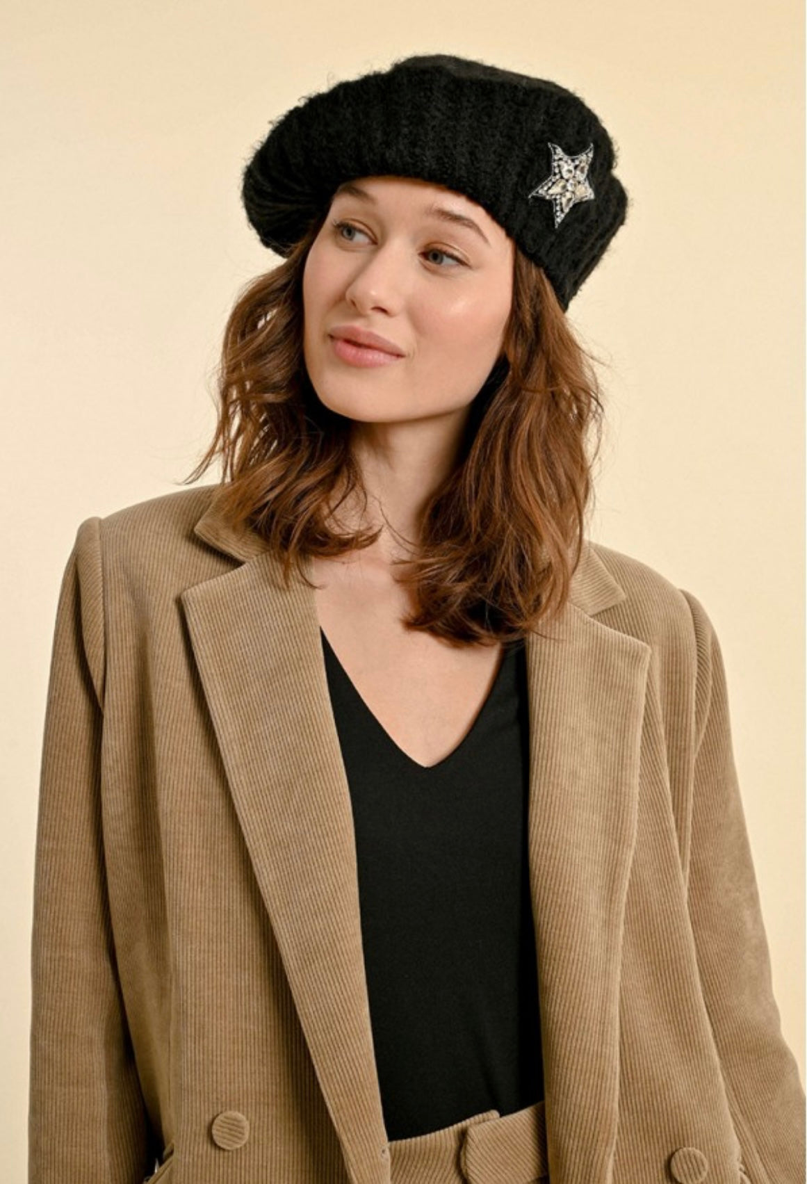 Heart Beret Black