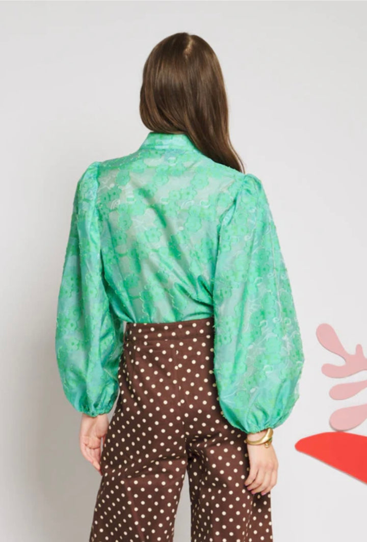 Vine Jacquard Bow Blouse