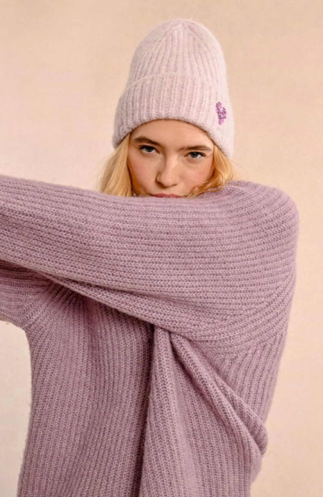 Heart Beanie Mauve | Molly Bracken | Orchid Boutique