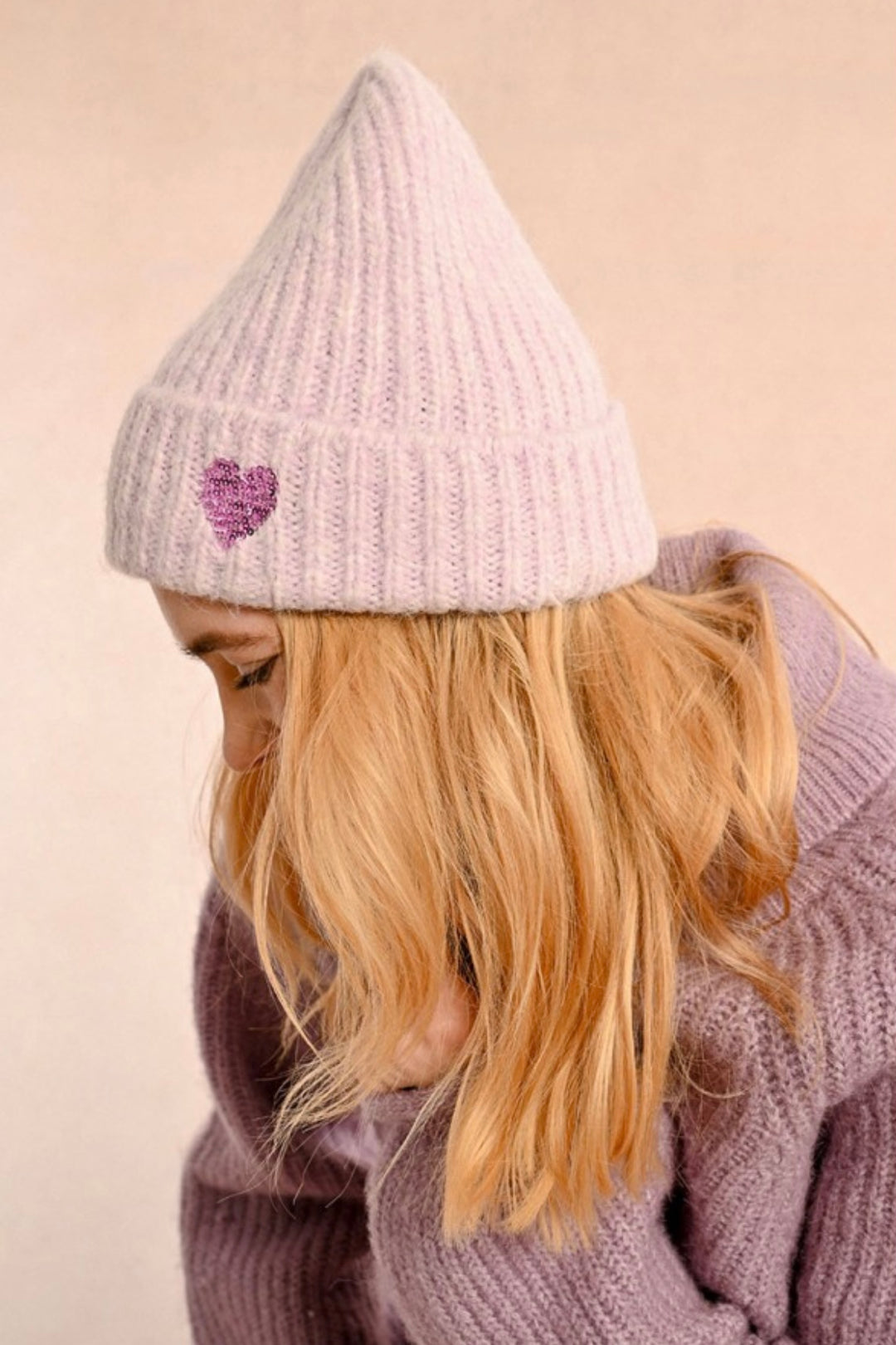 Heart Beanie Mauve | Molly Bracken | Orchid Boutique