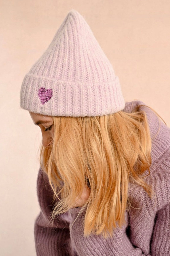 Heart Beanie Mauve