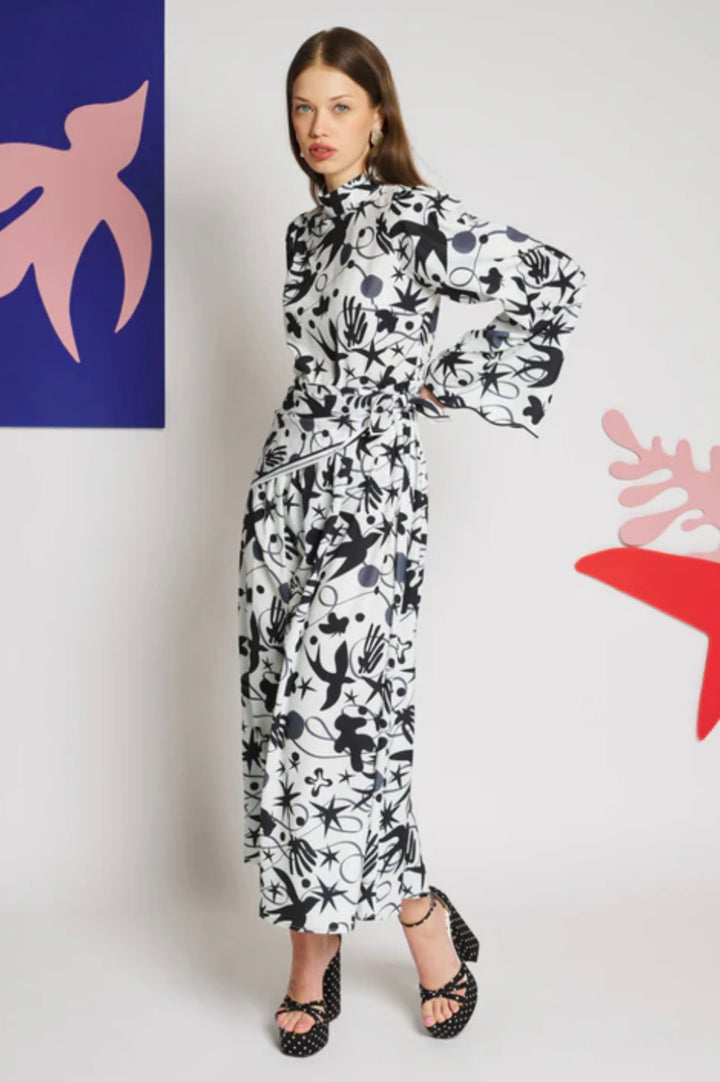 Sketch Print Midi Dress