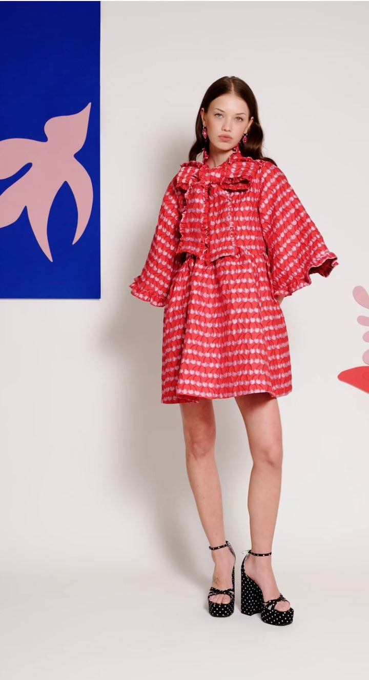 Clara Cherry Jacquard Mini Dress