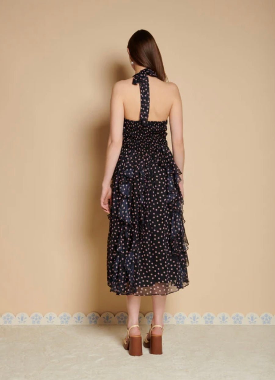 Painterly Polka Chiffon Midi Dress - Orchid Boutique - Orchid Boutique
