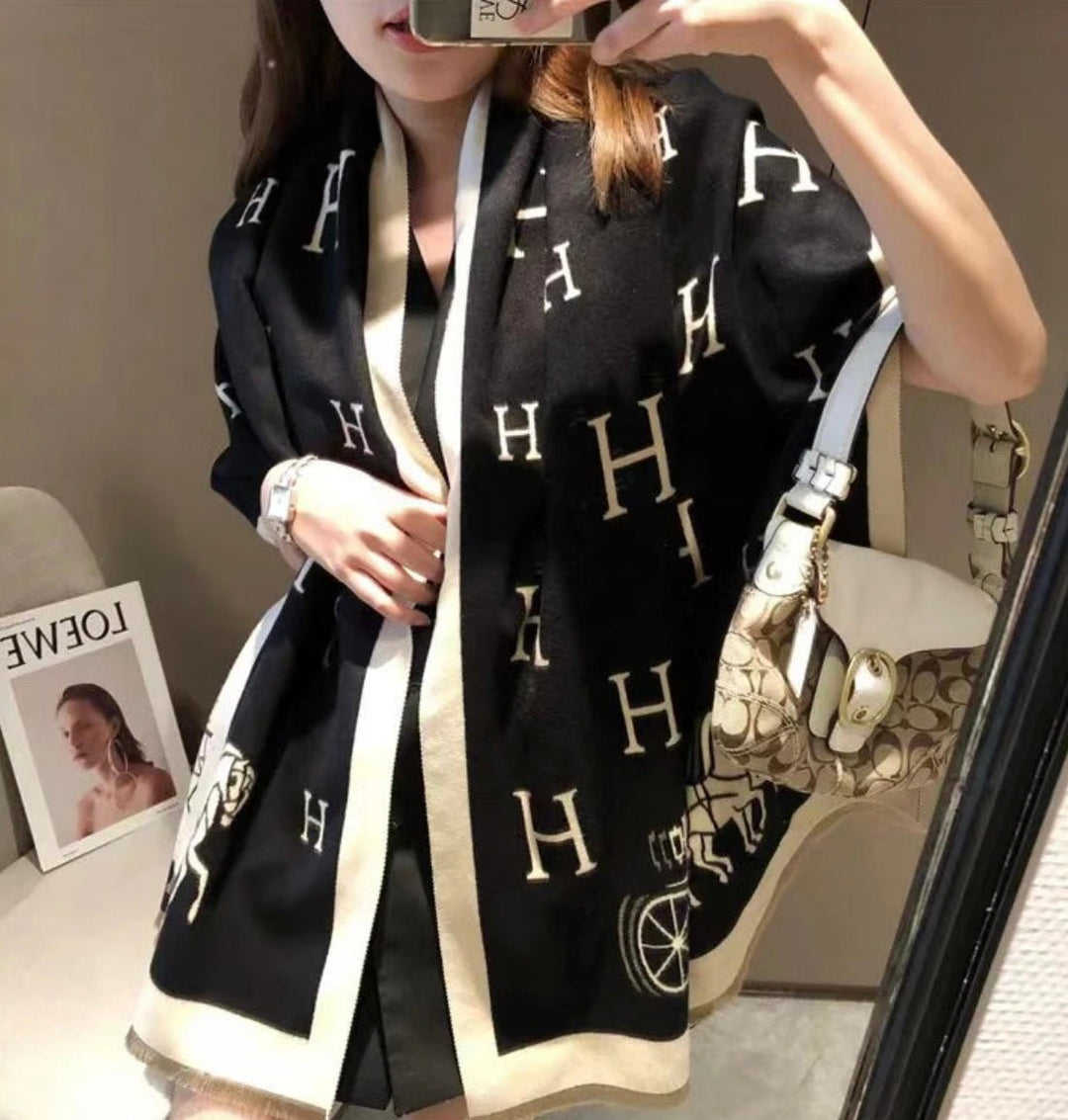 Carriage Black Scarf - Orchid Boutique - Orchid Boutique