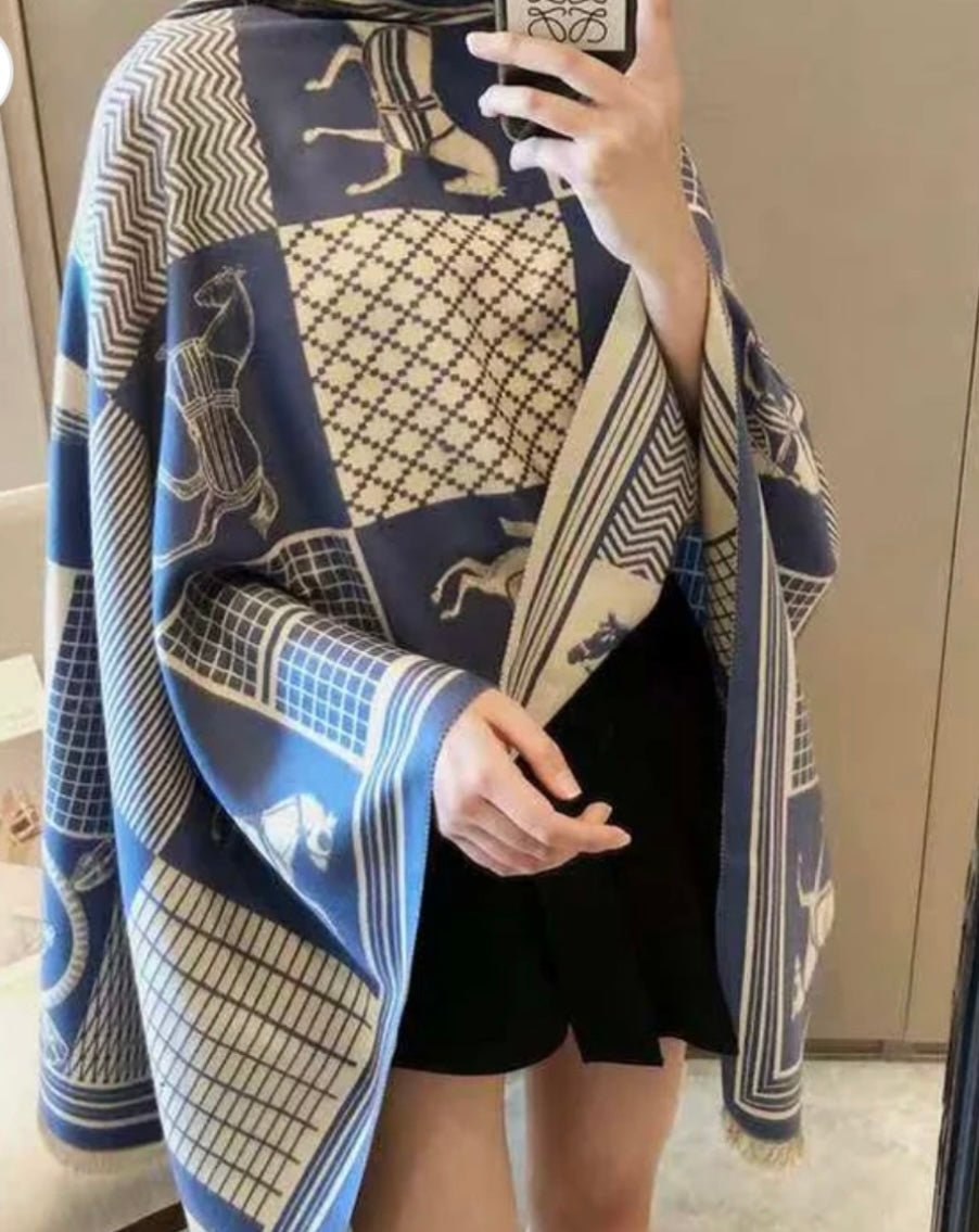 Horse Blue Scarf - Orchid Boutique - Orchid Boutique