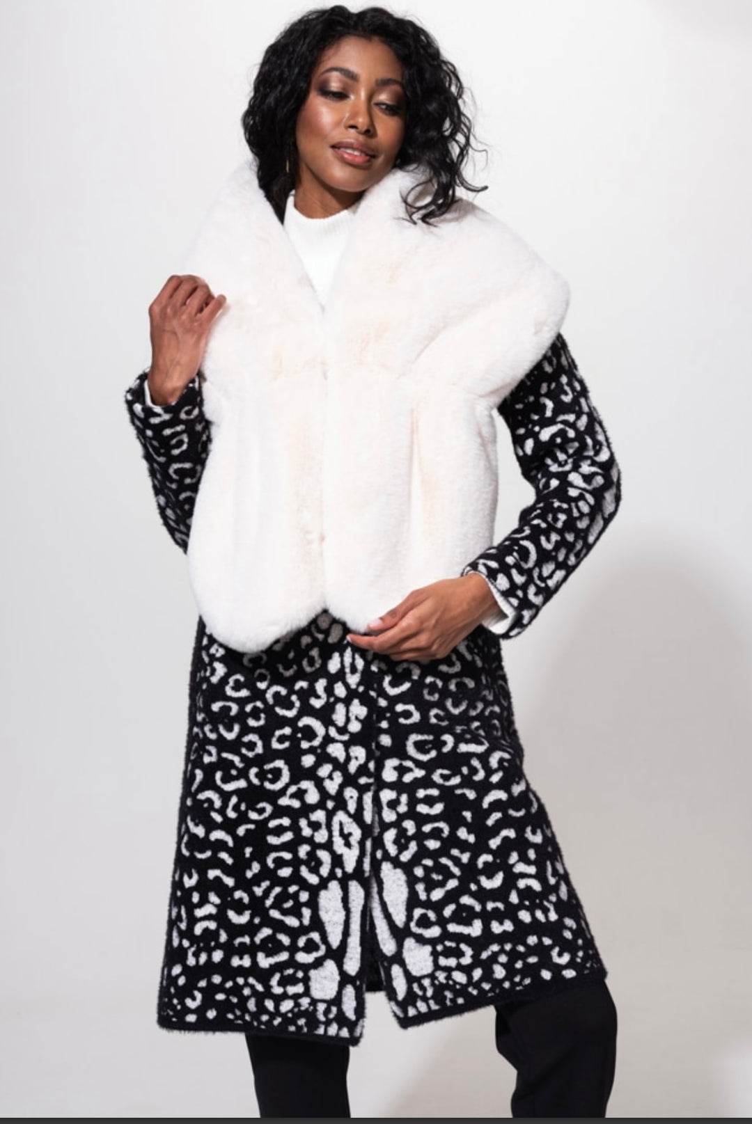 Ali Black Faux Fur Shrug | Alison Sheri | Orchid Boutique