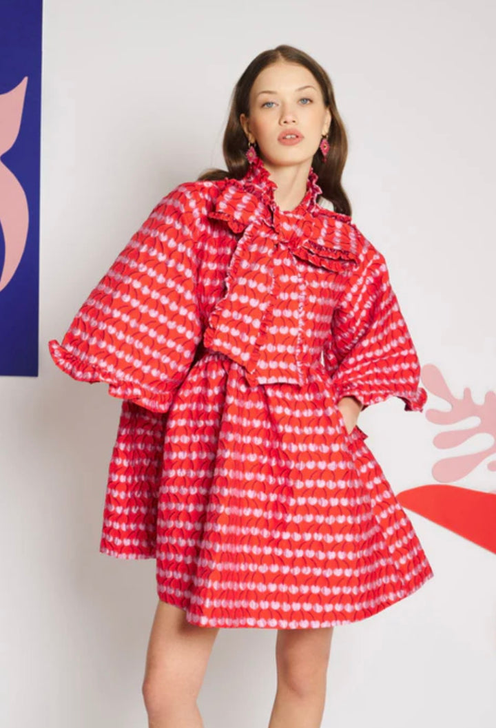 Clara Cherry Jacquard Mini Dress