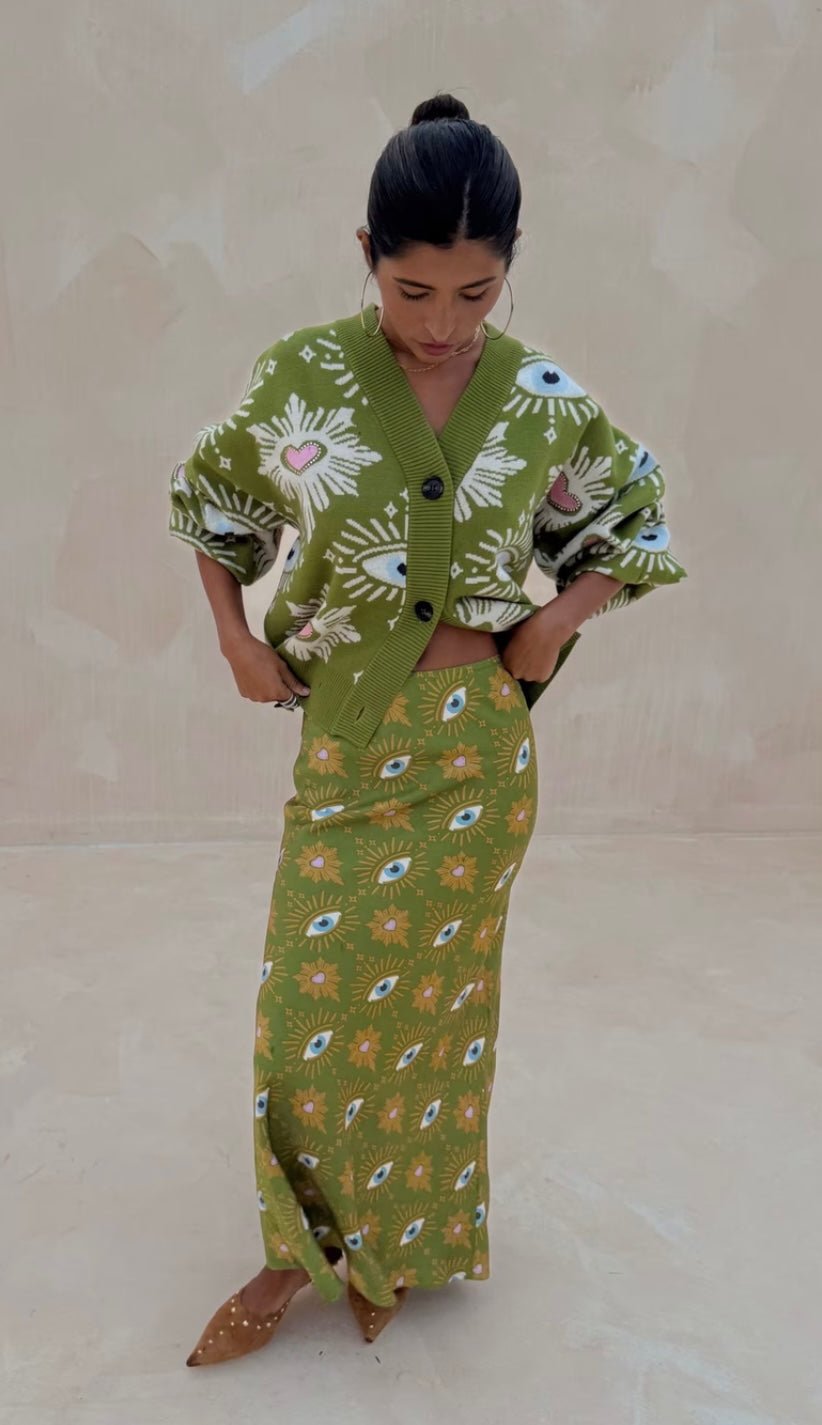 Khaki Eye Cardigan - Never Fully Dressed - Orchid Boutique