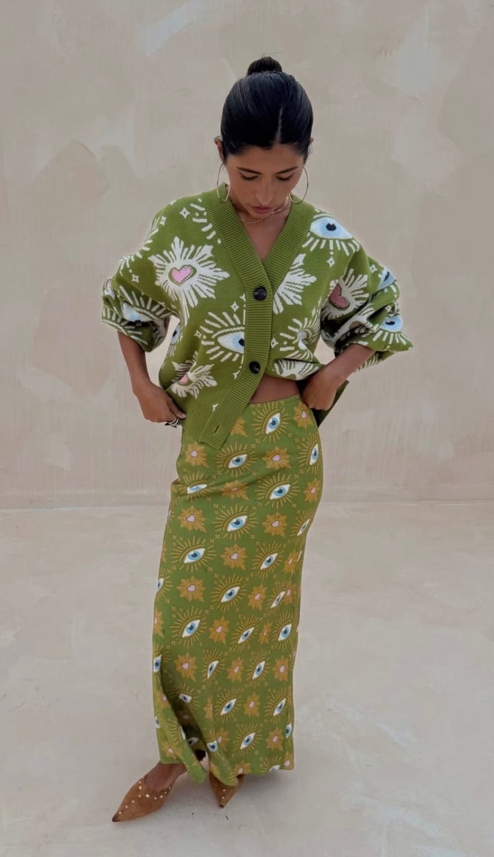 Khaki Eye Cardigan - Never Fully Dressed - Orchid Boutique