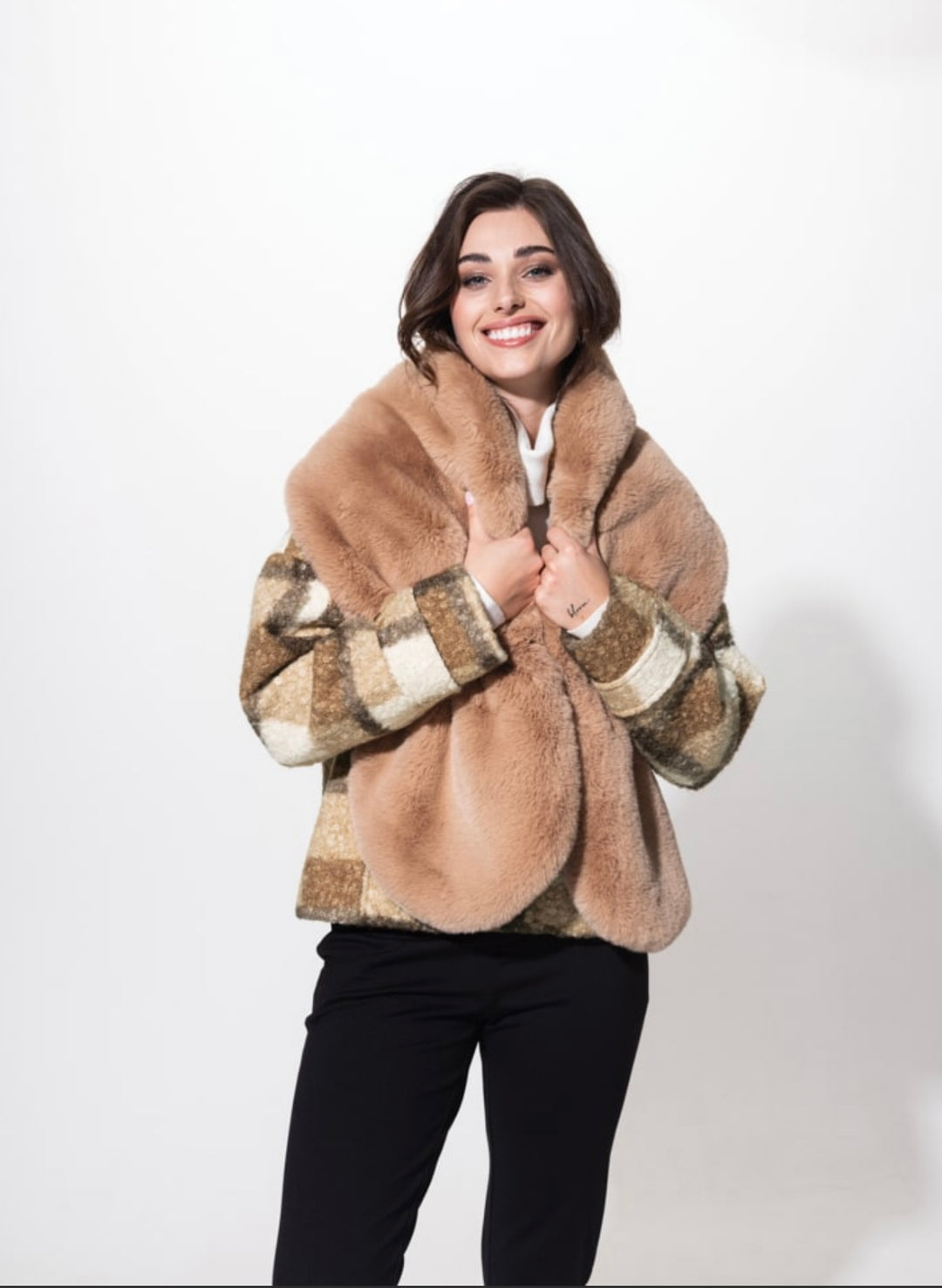 Camel Faux Fur Shrug | Alison Sheri | Orchid Boutique