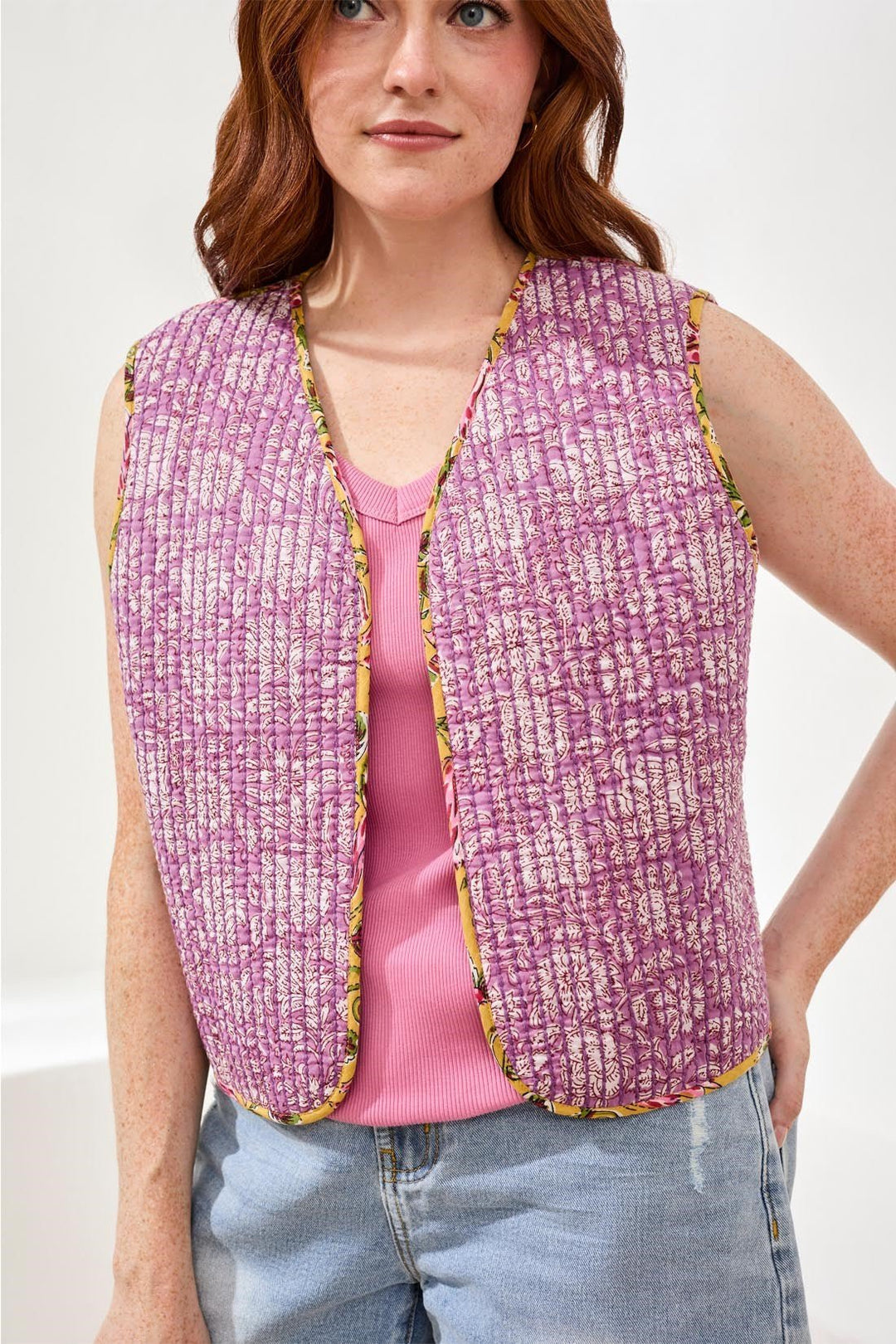 Rose silk Waistcoat - Tribal - Orchid Boutique