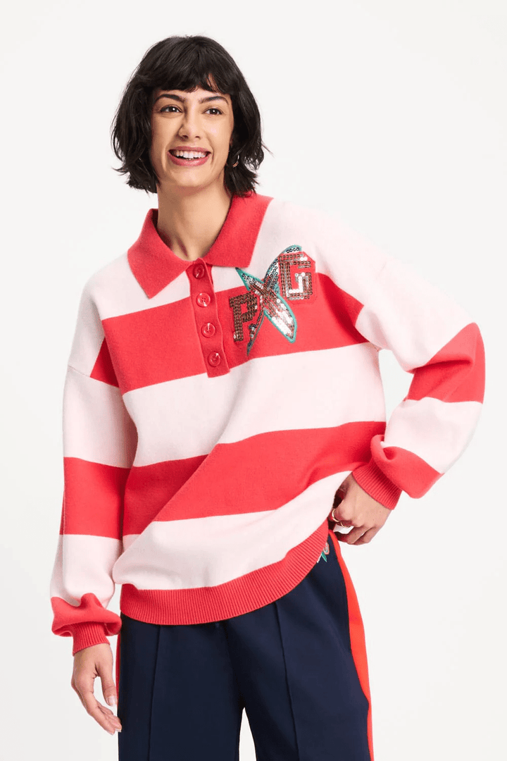 Polo Stripes Coral - POM Amsterdam - Orchid Boutique