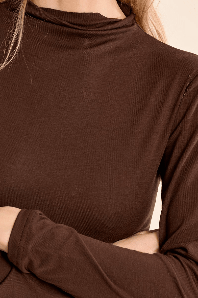 Chocolate Jersey Turtle Neck - Molly Bracken - Orchid Boutique