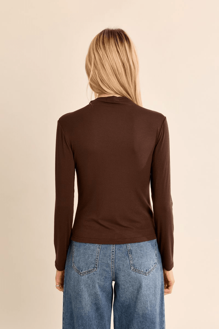 Chocolate Jersey Turtle Neck - Molly Bracken - Orchid Boutique