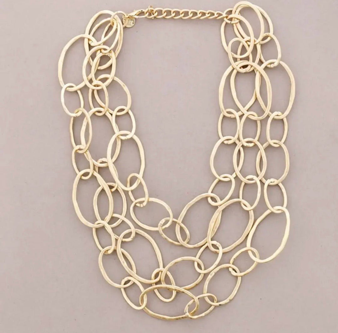 Triple Link Gold Necklace - Orchid Boutique - Orchid Boutique