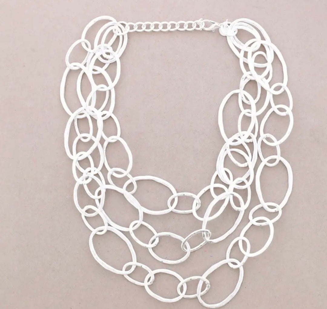 Triple Link Silver Necklace - Orchid Boutique - Orchid Boutique