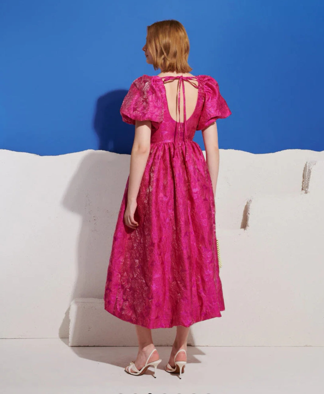 Pomegranate Jacquard Maxi Dress