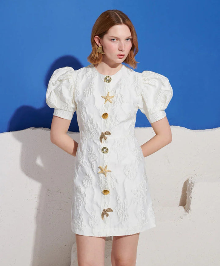 Milos Brooches Mini Dress