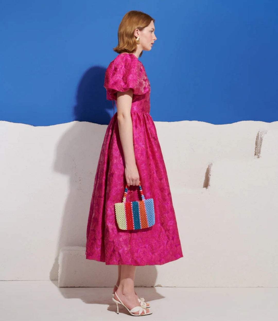 Pomegranate Jacquard Maxi Dress