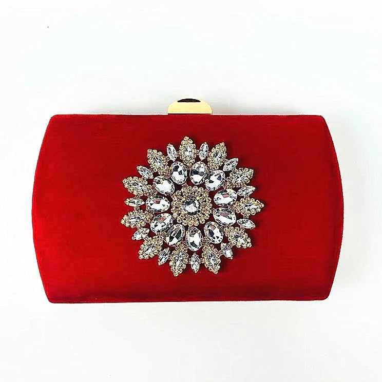 Red Suede Clutch Bag | Dr Bear | Orchid Boutique