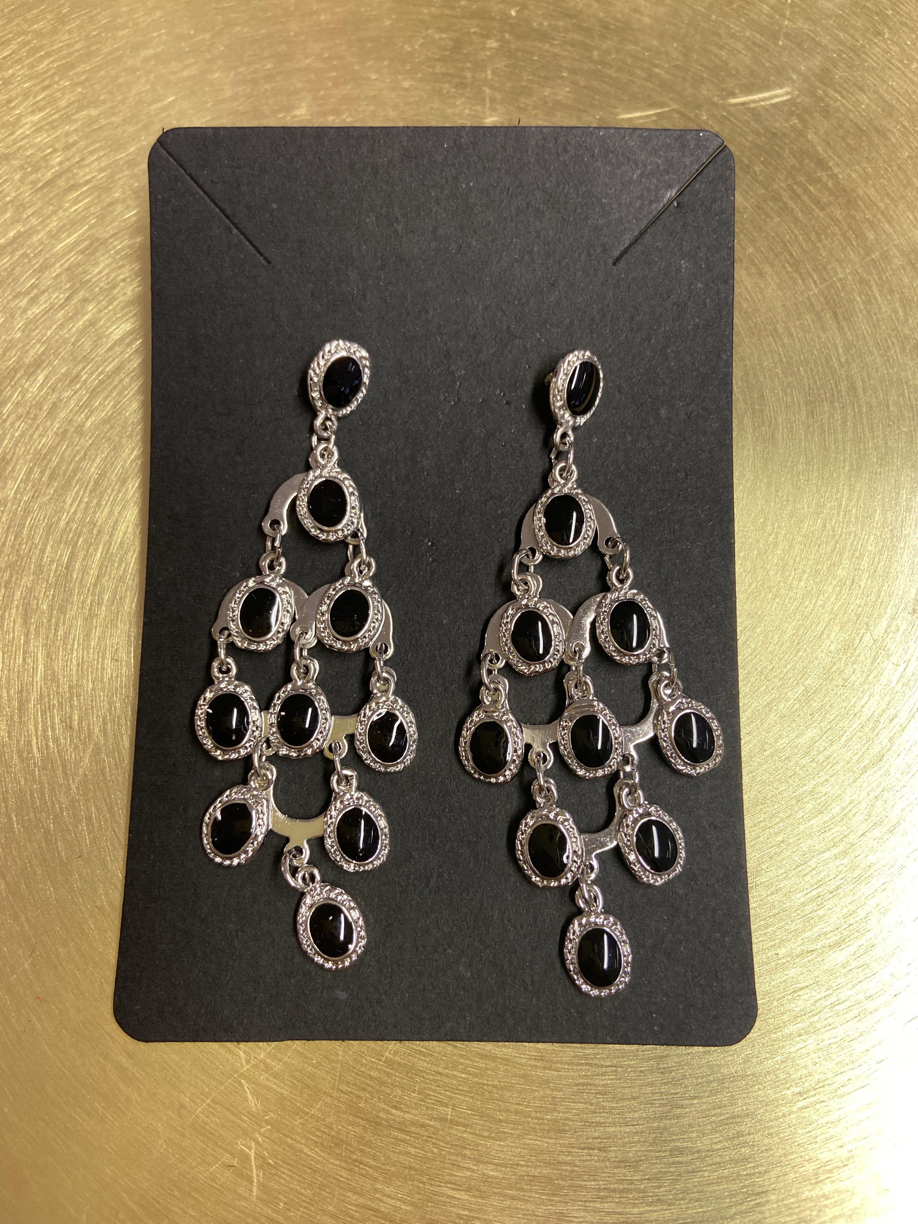 Black Stone Long Earrings | Orchid Boutique | Orchid Boutique