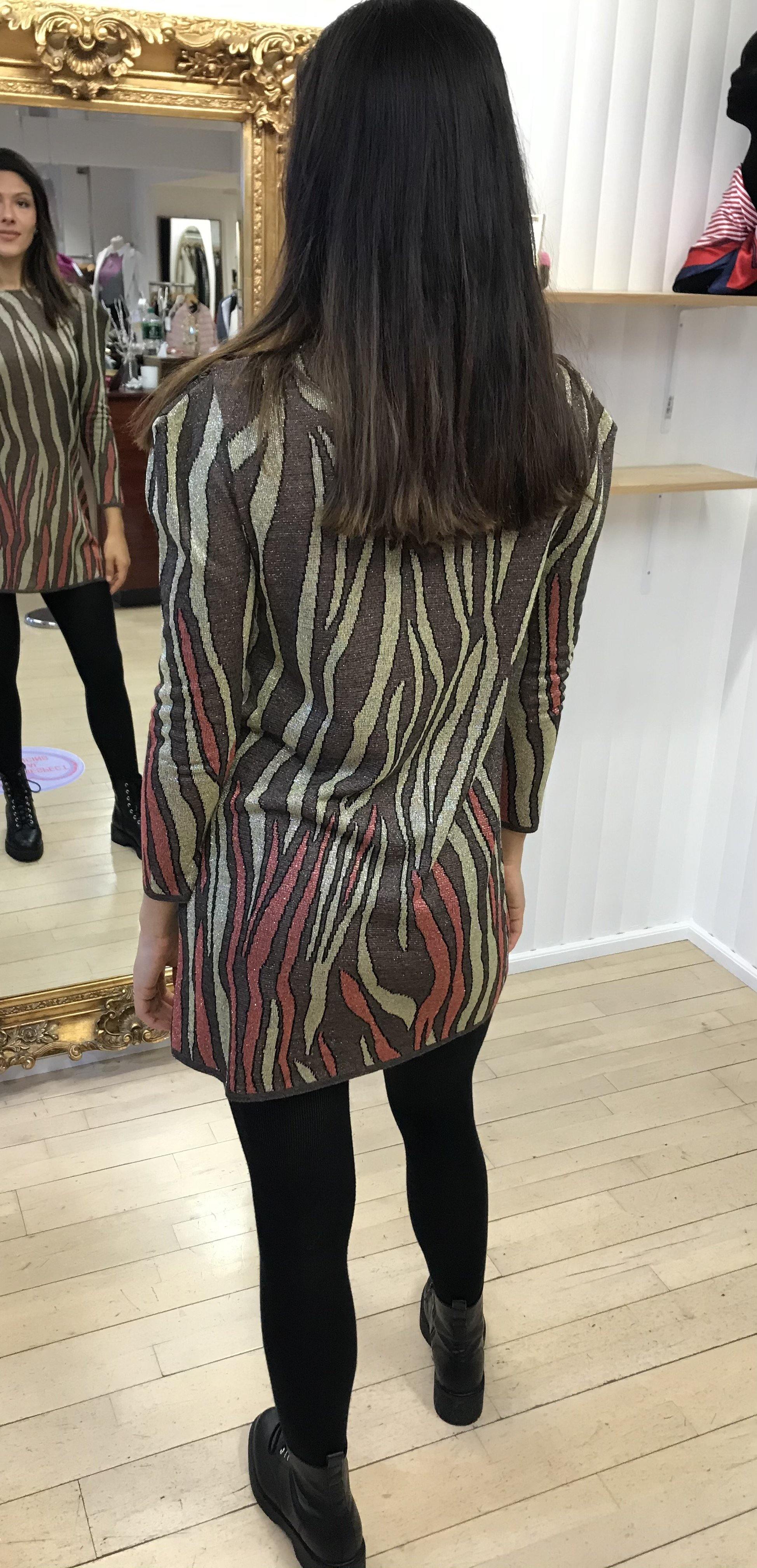 Brown Gold Zebra Print Tunic Dress | Anonyme | Orchid Boutique