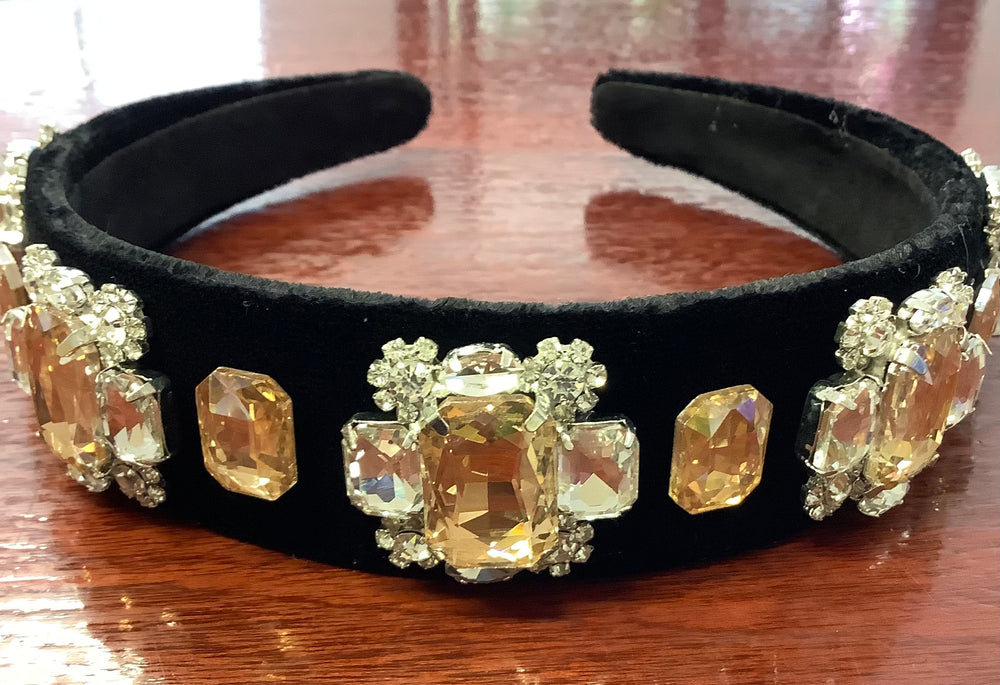 Black Velvet Gem detailed Hairband | Orchid Boutique | Orchid Boutique