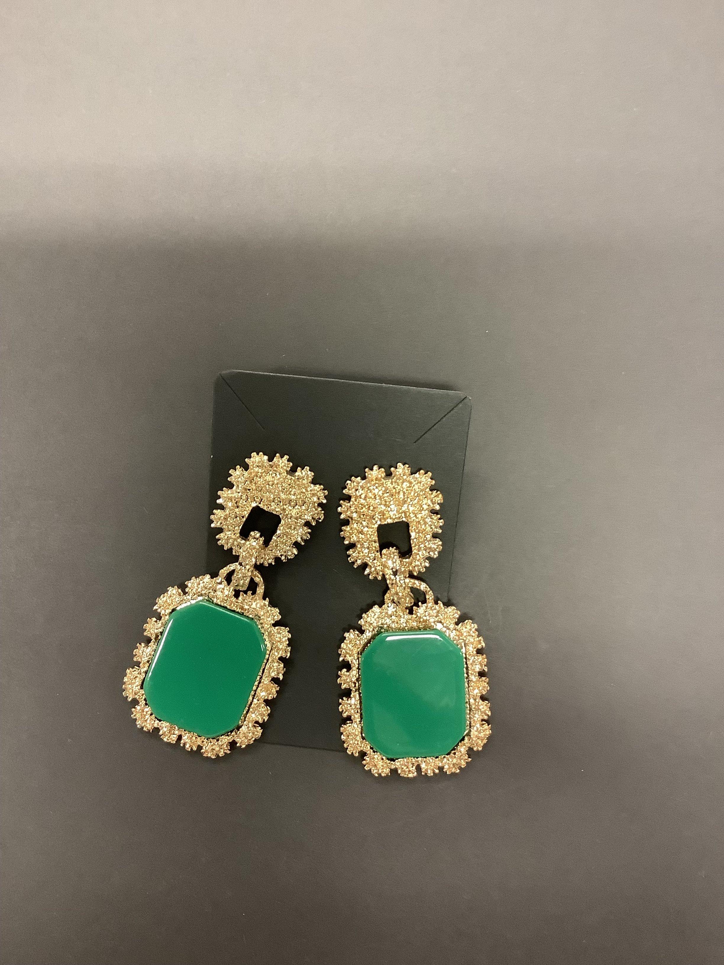 Gold Green Cameo Earring | Orchid Boutique | Orchid Boutique