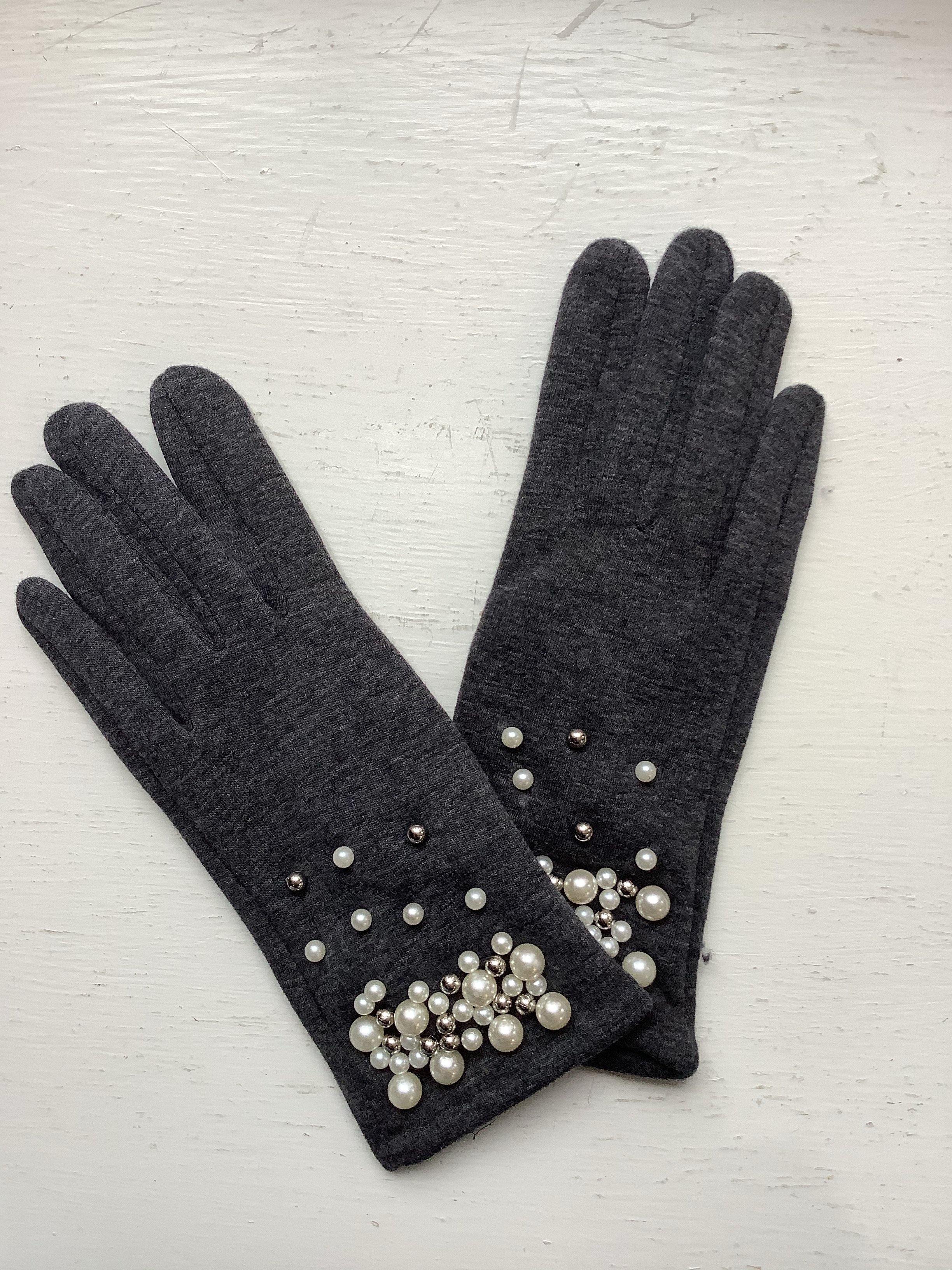 Grey Pearls Screen Touch Gloves | Orchid Boutique | Orchid Boutique