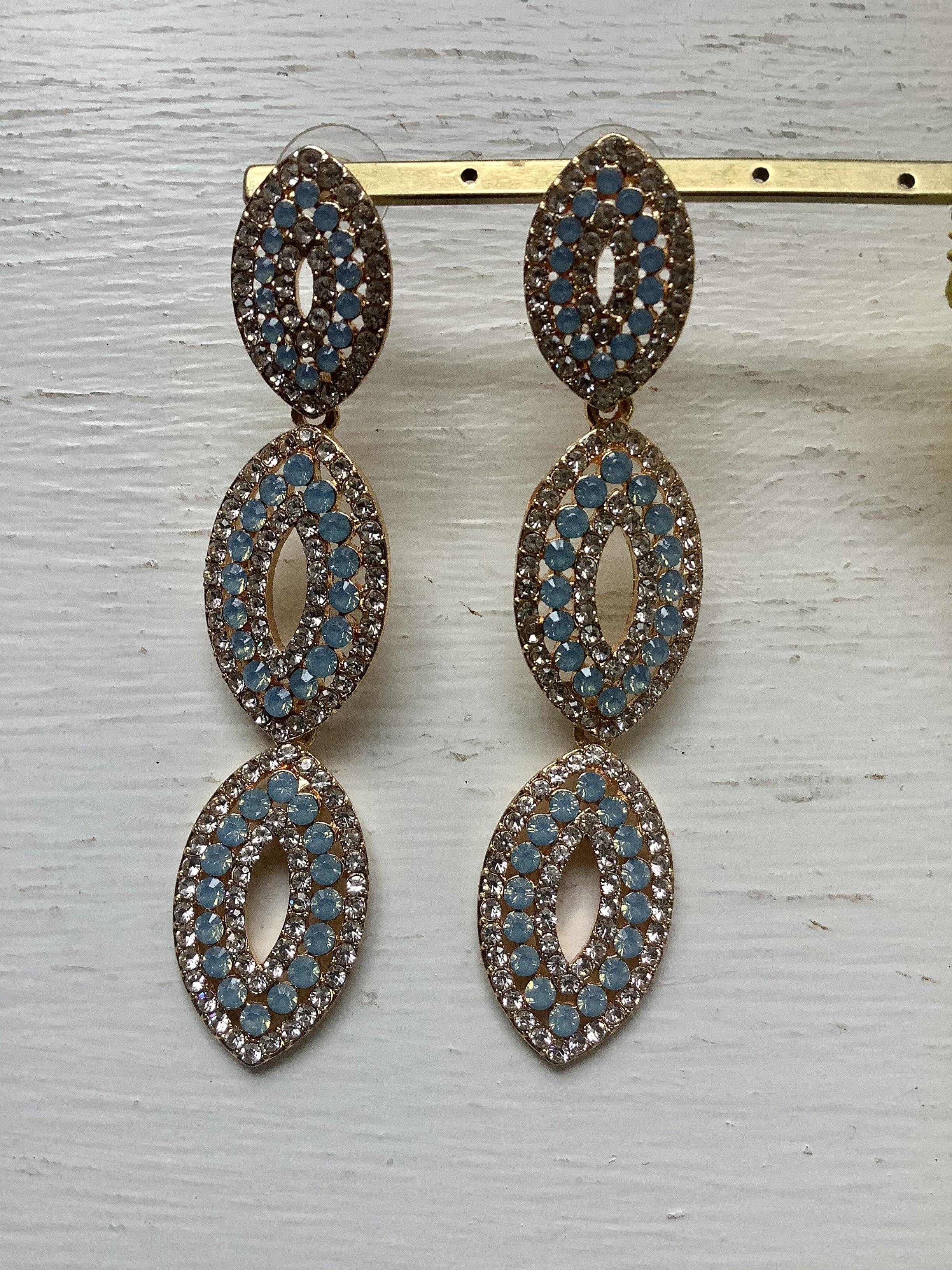 Light Blue Long Sparkle Earrings | Orchid Boutique | Orchid Boutique
