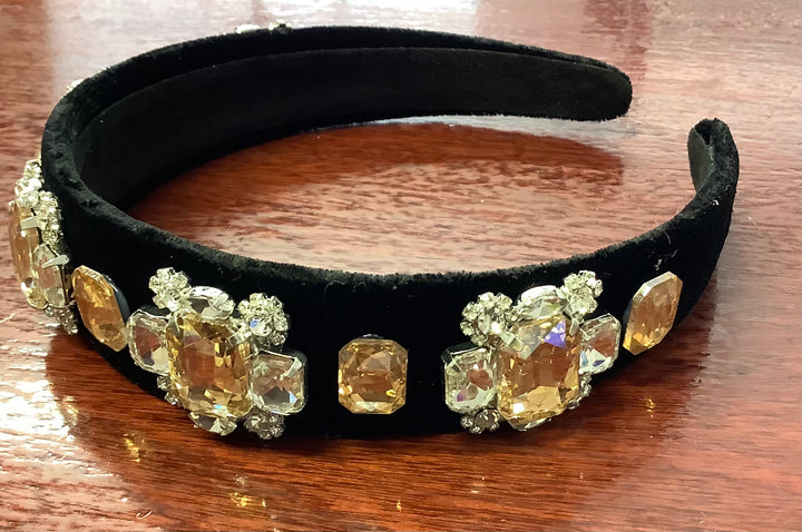 Black Velvet Gem detailed Hairband | Orchid Boutique | Orchid Boutique