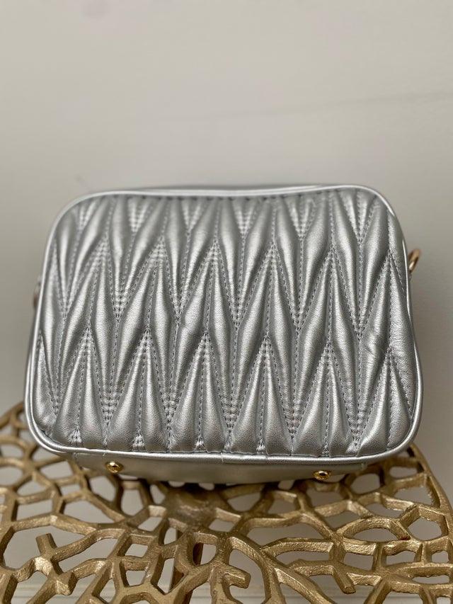 Quilted Crossbody Silver Bag | Kris Ana | Orchid Boutique