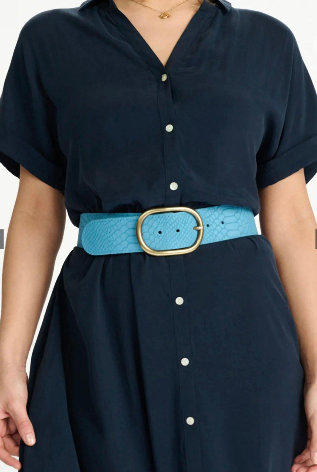 SS23 Pom Belt Olivia Suede Sky Blue | POM Amsterdam | Orchid Boutique