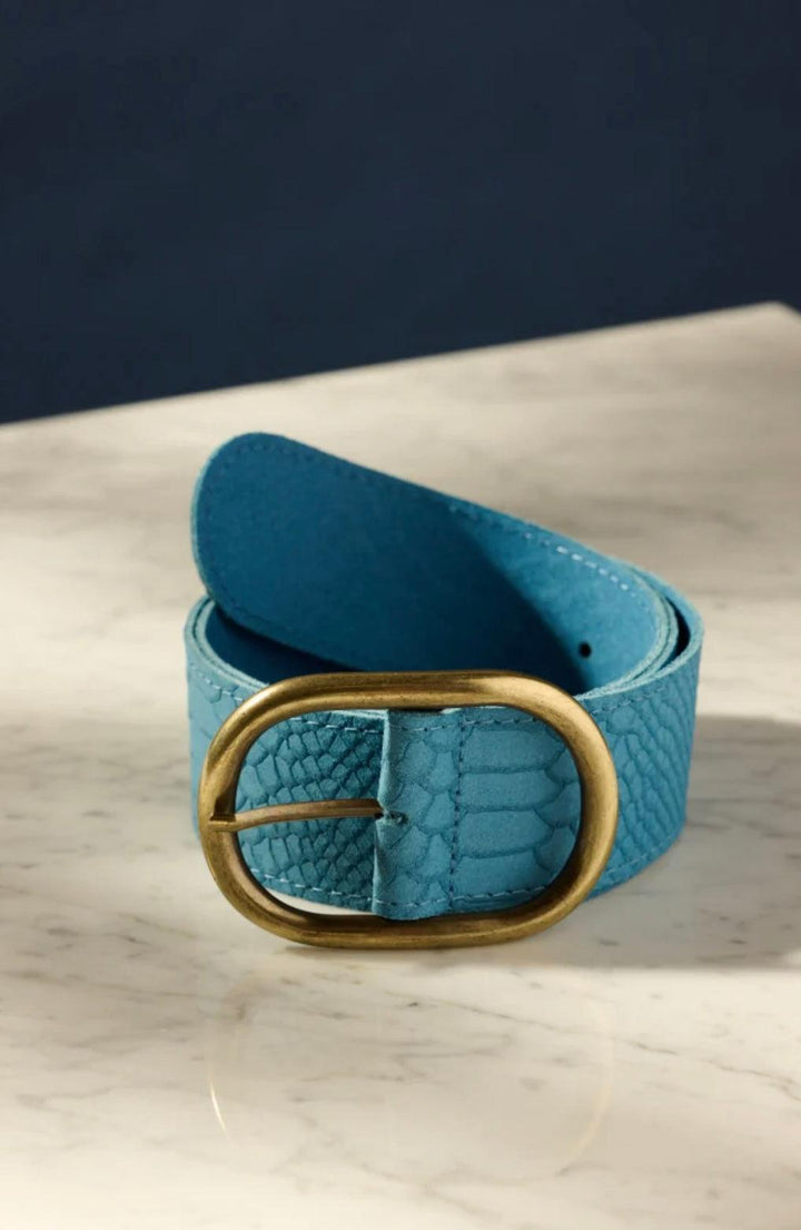 SS23 Pom Belt Olivia Suede Sky Blue | POM Amsterdam | Orchid Boutique