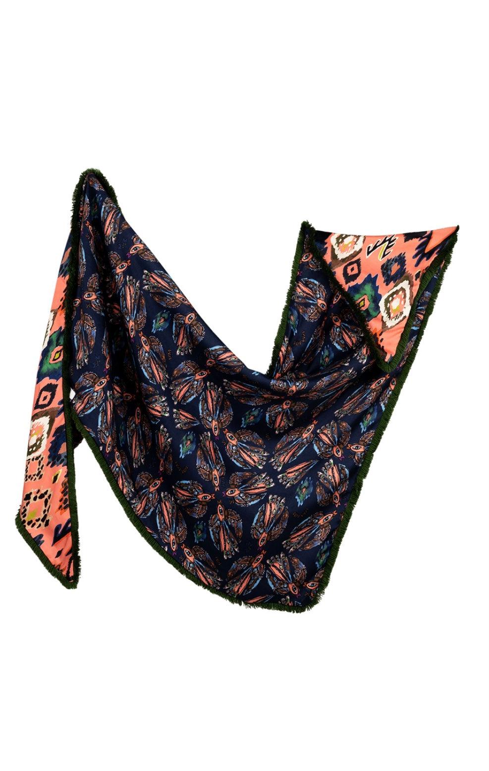 Pom Double Mythical Birds Blue Shawl | POM Amsterdam | Orchid Boutique