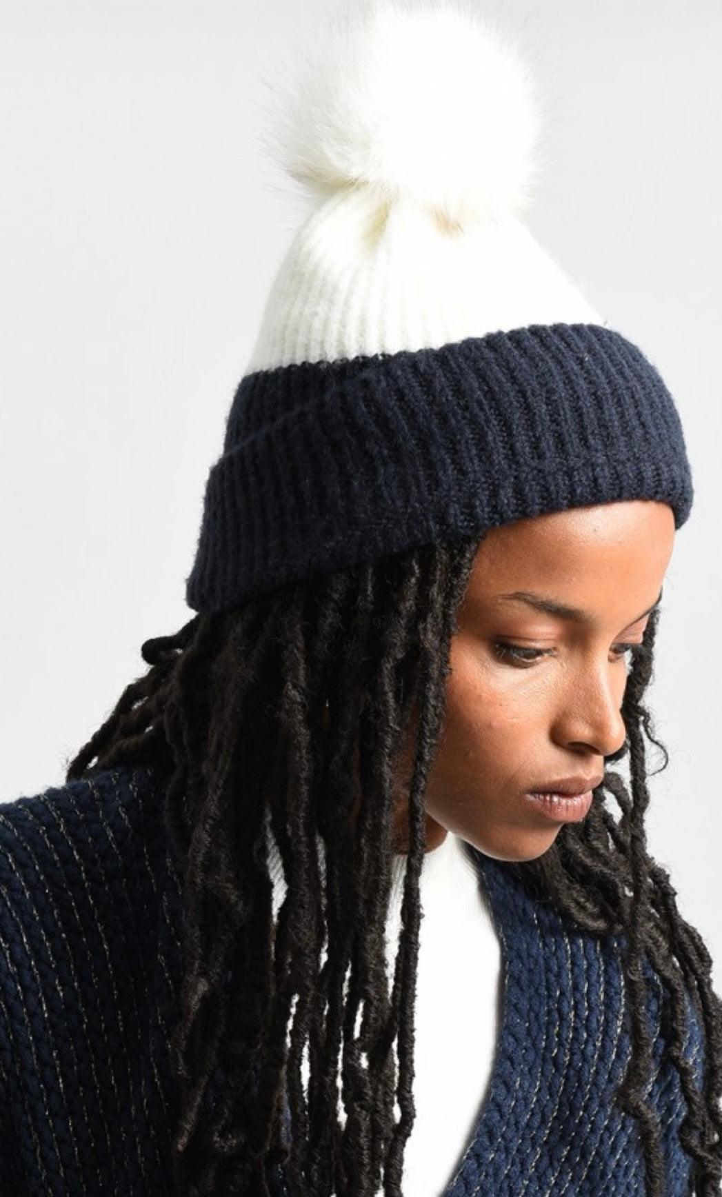 Beanie Navy/White | Molly Accessory Bracken | Orchid Boutique