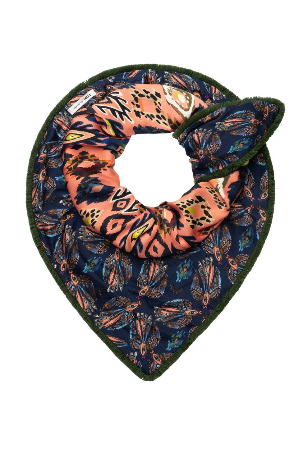 Pom Double Mythical Birds Blue Shawl | POM Amsterdam | Orchid Boutique